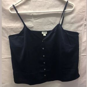 NWT J.Crew Poly Navy Button-Thru Tank Satin XL